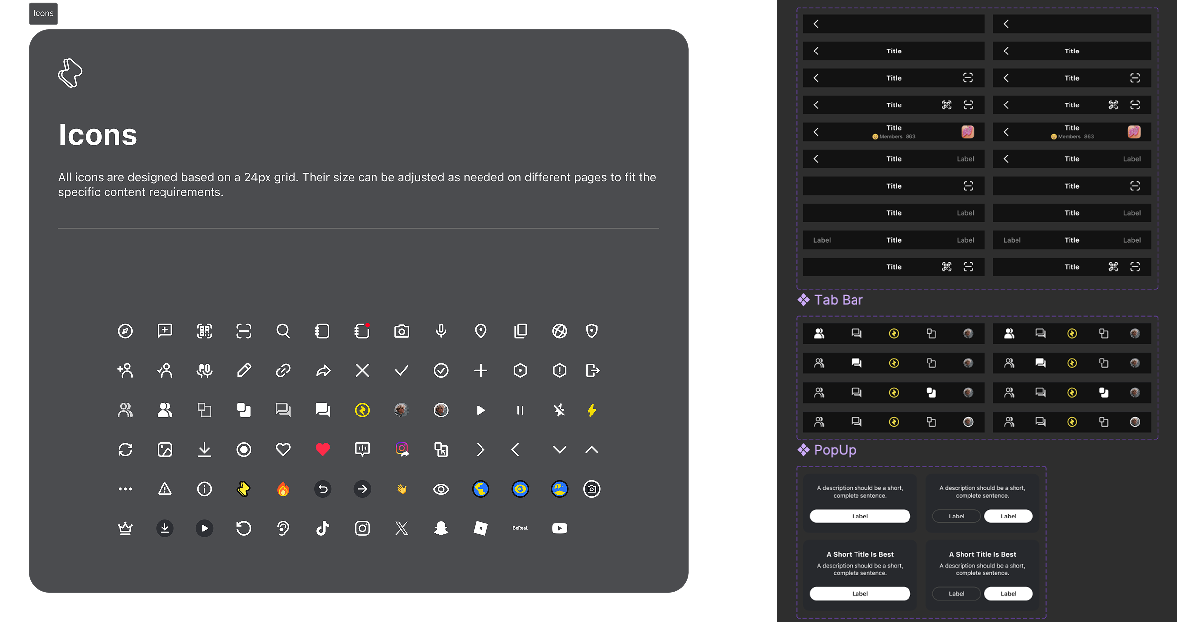 Icons and Components Library